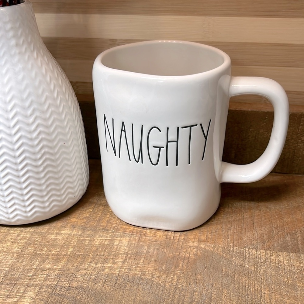 Rae Dunn White “NAUGHTY” and “NICE” Mug